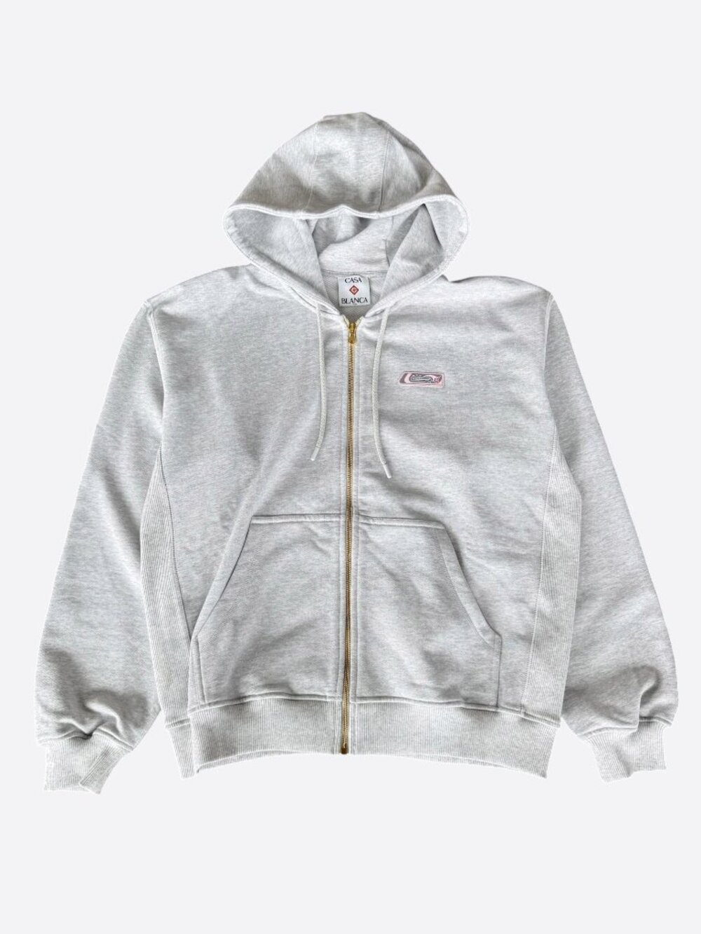 Casablanca Grey Embroidered Logo Zip Up Hoodie